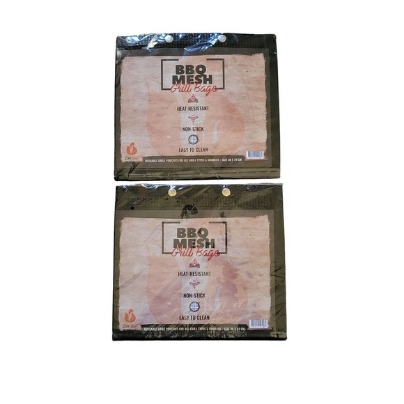2 -Pack Reusable BBQ Mesh Grill Bags - Picture 1 of 3